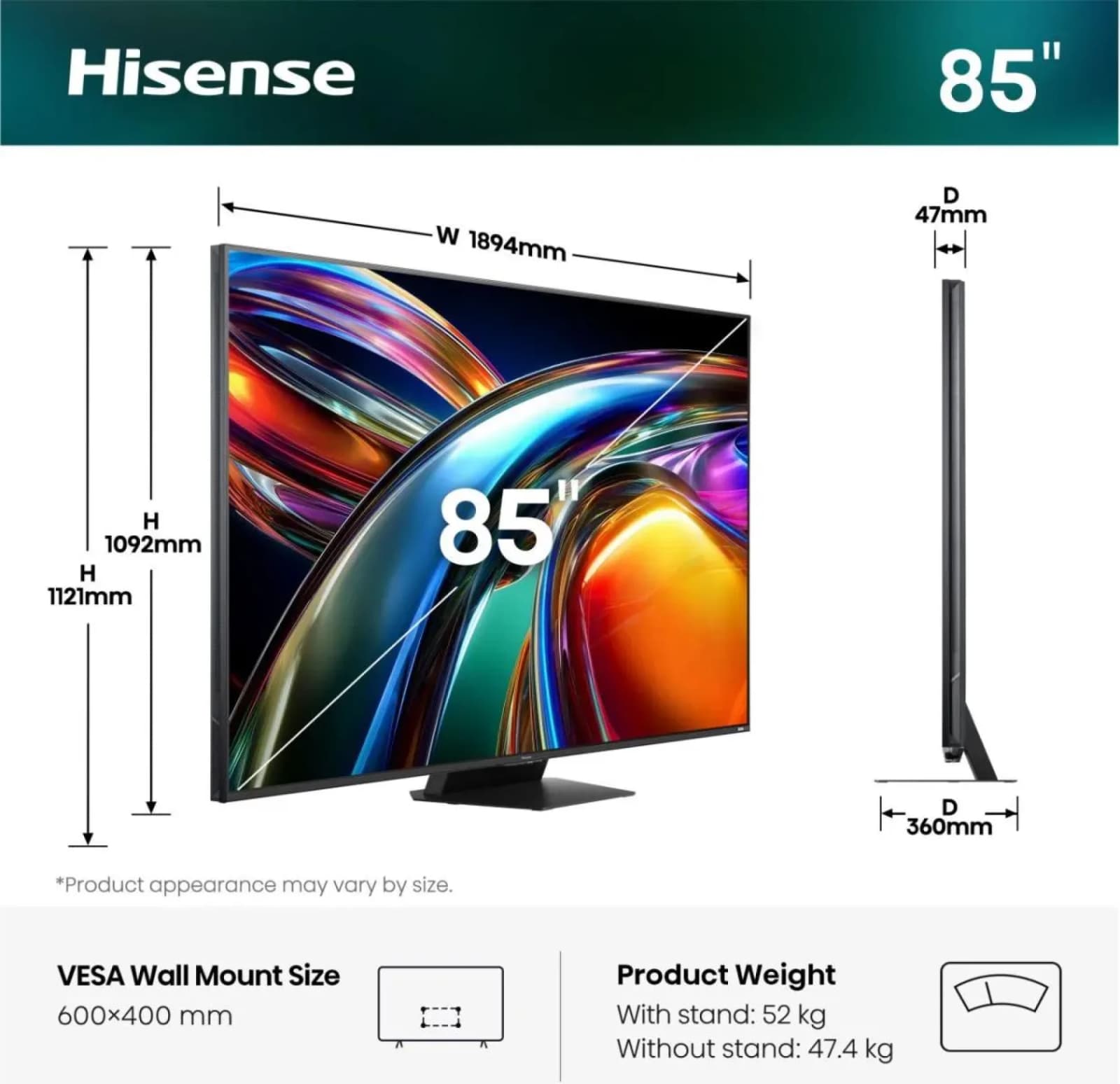 HISENSE TV LED 85UR9S